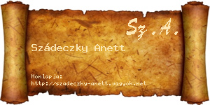 Szádeczky Anett névjegykártya
